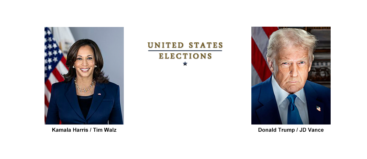 Headshots of Kamala Harris and Donald Trump