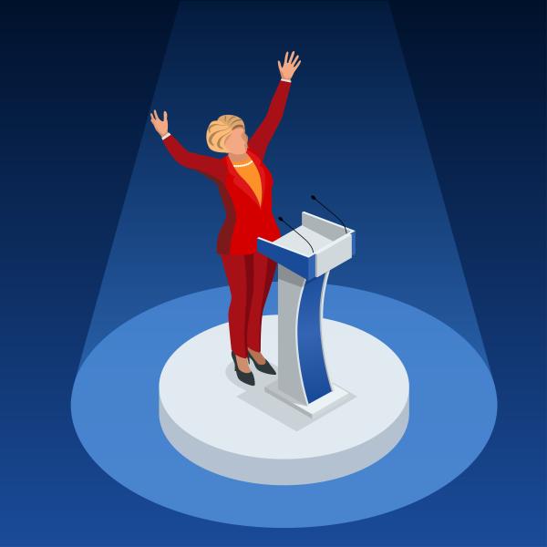 hillary clinton at a podium graphic