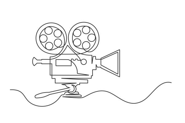 line drawing of a movie camera