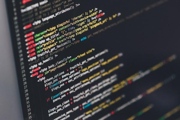 Computer screen  with programming code
