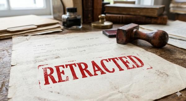Red retracted stamp