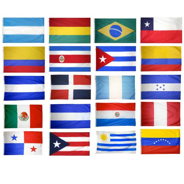 Various Latin America country flags