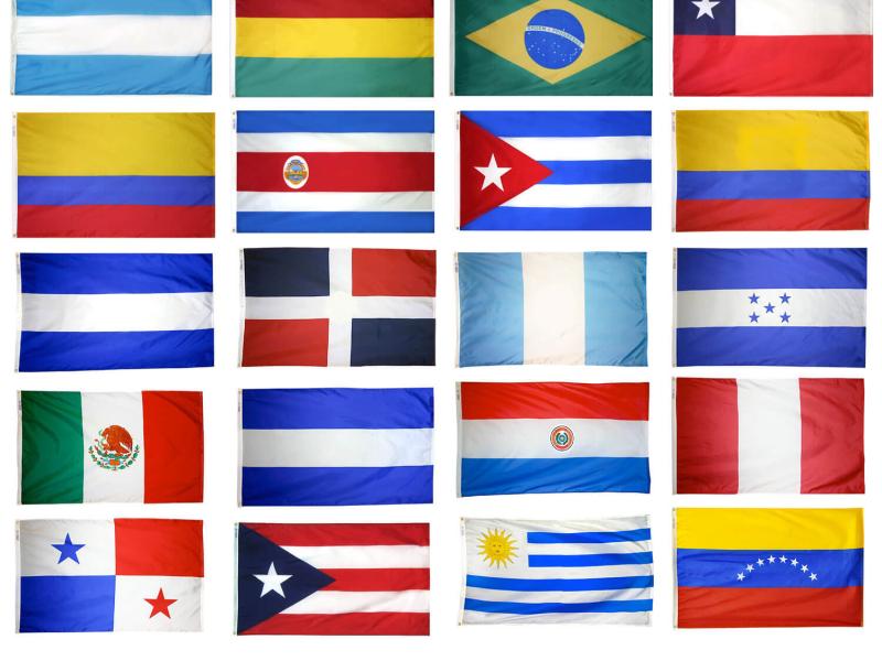 Various Latin America country flags