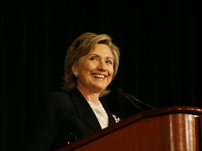 Hillary Clinton at podium