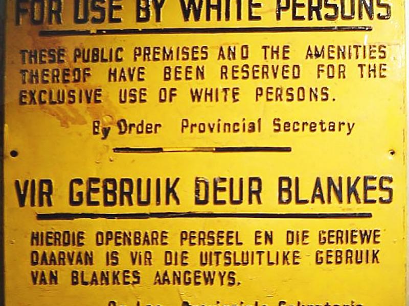 Whites-only signage from apartheid-era South Africa