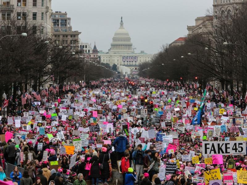 A women's march on Washington, DC, in 2017